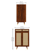 Riverton Solid Sheesham Wood Shoe Rack With Two Doors and Drawer - 3-Year Warranty