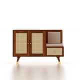 SYRUS Solid Sheesham Wood Shoe Rack with Doors, Seating Space 3 - Year Warranty