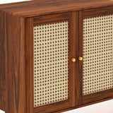 SYRUS Solid Sheesham Wood Shoe Rack with Doors, Seating Space 3 - Year Warranty