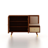 SYRUS Solid Sheesham Wood Shoe Rack with Doors, Seating Space 3 - Year Warranty