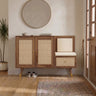 SYRUS Solid Sheesham Wood Shoe Rack with Doors, Seating Space 3 - Year Warranty