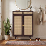 Riverton Solid Sheesham Wood Shoe Rack With Two Doors and Drawer - 3-Year Warranty