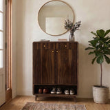 Robert Solid Sheesham Wood Shoe Rack With Two Doors, Drawer and Open Shelf- 3-Year Warranty