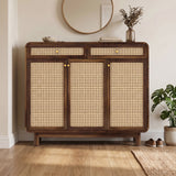 Cosmos Solid Sheesham Wood Shoe Rack With three Doors and Two Drawer 3 - Year Warranty