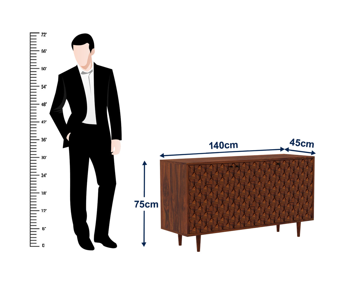 Raj Solid Sheesham Wood Sideboard Storage Unit - 3 Years Warranty
