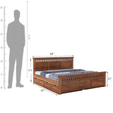Armania Solid Sheesham Wood Bed With Four Drawer Storage - 3 Years Warranty