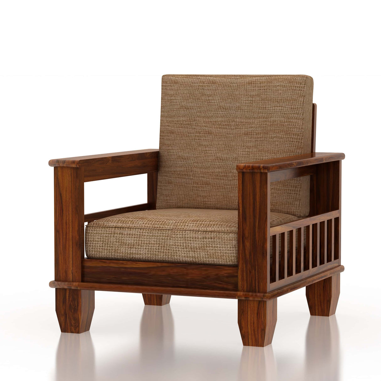 Maharaja Solid Sheesham Wood Single Seater Sofa - 3 Years Warranty