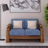 Edin Solid Sheesham Wood 2 Seater Sofa With Cane & Brass Detailing - 3 Year Warranty (LUXE EDITION)