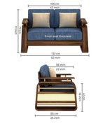 Edin Solid Sheesham Wood 2 Seater Sofa With Cane & Brass Detailing - 3 Year Warranty (LUXE EDITION)