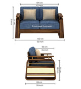 Edin Solid Sheesham Wood 2 Seater Sofa With Cane & Brass Detailing - 3 Year Warranty (LUXE EDITION)