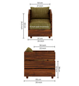 Cairo Solid Sheesham Wood Single Seater Sofa - 3 Year Warranty (LUXE EDITION)