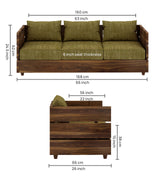 Cairo Solid Sheesham Wood 3 Seater Sofa - 3 Year Warranty (LUXE EDITION)