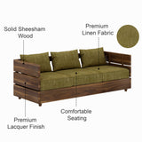 Cairo Solid Sheesham Wood 3 Seater Sofa - 3 Year Warranty (LUXE EDITION)