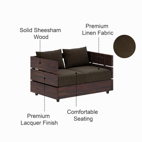 Cairo Solid Sheesham Wood 2 Seater Sofa - 3 Year Warranty (LUXE EDITION)
