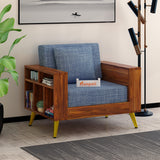 Bolt Solid Sheesham Wood Single Seater Sofa With Side Storage - 3 Year Warranty (LUXE EDITION)