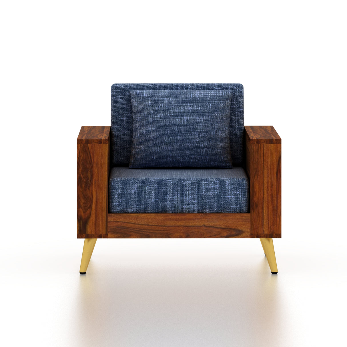 Bolt Solid Sheesham Wood Single Seater Sofa With Side Storage - 3 Year Warranty (LUXE EDITION)