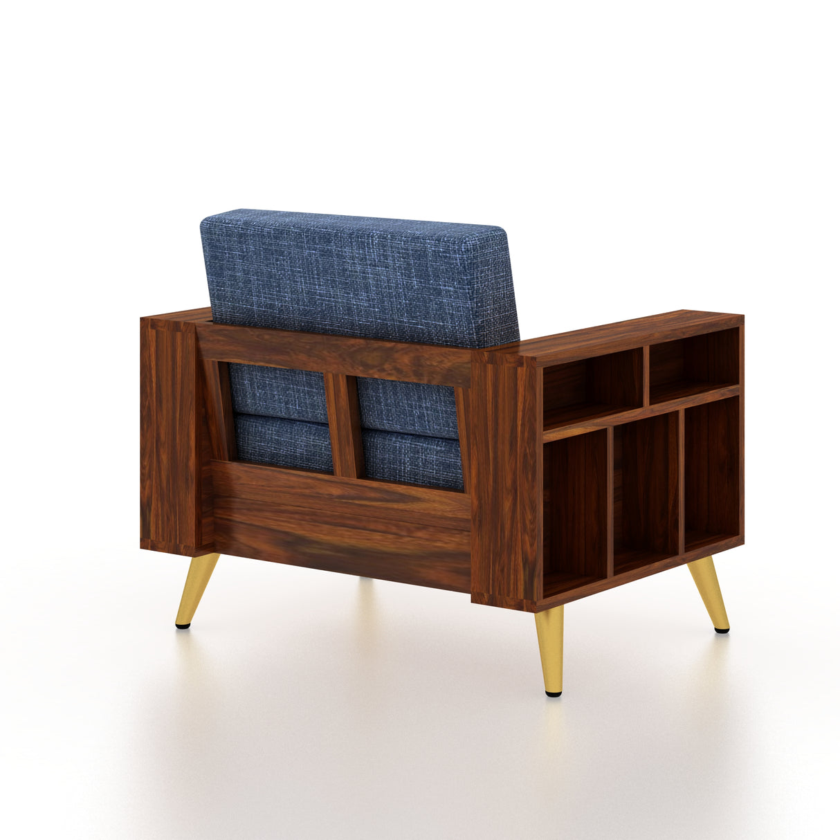 Bolt Solid Sheesham Wood Single Seater Sofa With Side Storage - 3 Year Warranty (LUXE EDITION)