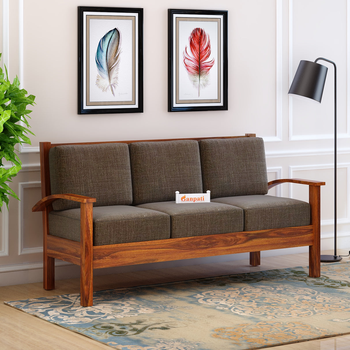 DELTA Solid Sheesham Wood 3 Seater Sofa - 3 Year Warranty (LUXE EDITION)