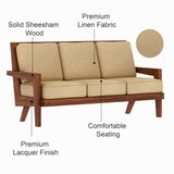 AURA Solid Sheesham Wood 3 Seater Sofa - 3 Year Warranty (LUXE EDITION)