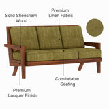 AURA Solid Sheesham Wood 3 Seater Sofa - 3 Year Warranty (LUXE EDITION)