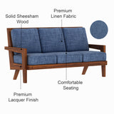 AURA Solid Sheesham Wood 3 Seater Sofa - 3 Year Warranty (LUXE EDITION)