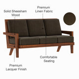 AURA Solid Sheesham Wood 3 Seater Sofa - 3 Year Warranty (LUXE EDITION)