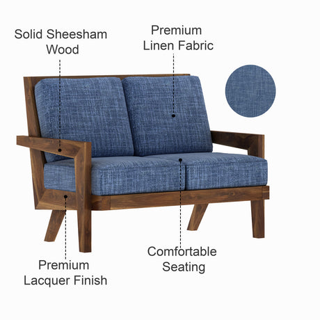 AURA Solid Sheesham Wood 2 Seater Sofa - 3 Year Warranty (LUXE EDITION)