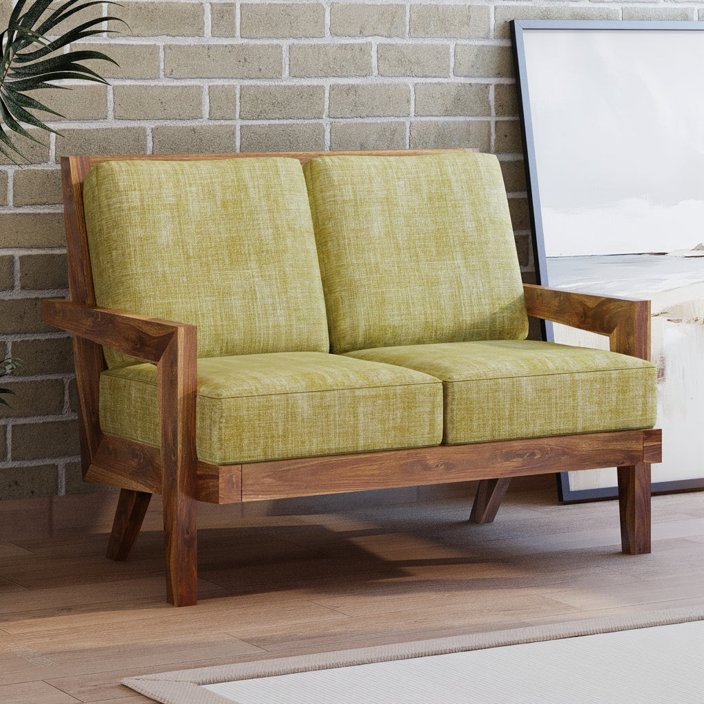 AURA Solid Sheesham Wood 2 Seater Sofa - 3 Year Warranty (LUXE EDITION)