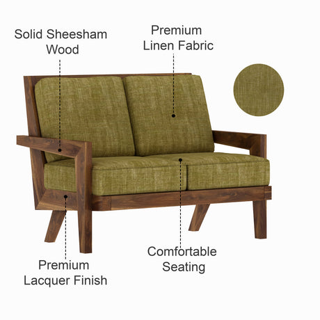 AURA Solid Sheesham Wood 2 Seater Sofa - 3 Year Warranty (LUXE EDITION)