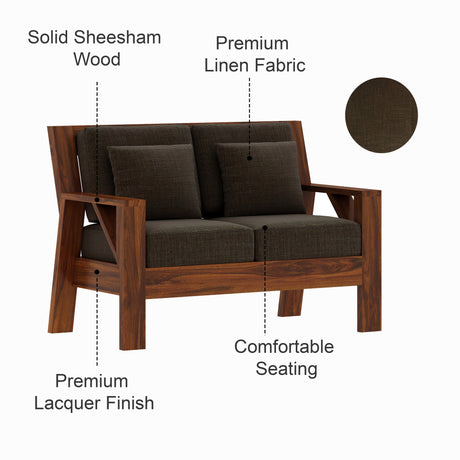 CIZAR Solid Sheesham Wood 2 Seater Sofa - 3 Year Warranty (LUXE EDITION)