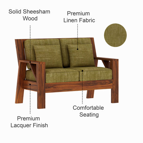 CIZAR Solid Sheesham Wood 2 Seater Sofa - 3 Year Warranty (LUXE EDITION)