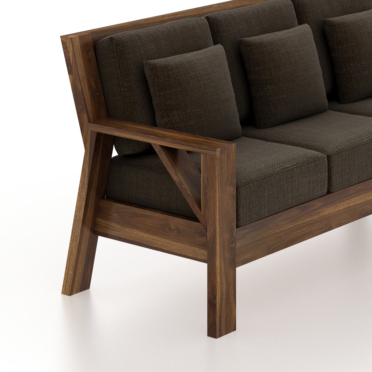 CIZAR Solid Sheesham Wood 3 Seater Sofa - 3 Year Warranty (LUXE EDITION)