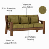 CIZAR Solid Sheesham Wood 3 Seater Sofa - 3 Year Warranty (LUXE EDITION)