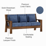 CIZAR Solid Sheesham Wood 3 Seater Sofa - 3 Year Warranty (LUXE EDITION)