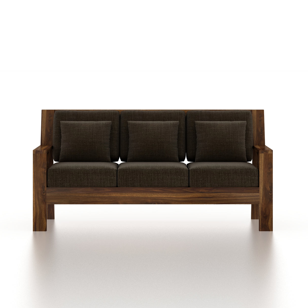 CIZAR Solid Sheesham Wood 3 Seater Sofa - 3 Year Warranty (LUXE EDITION)