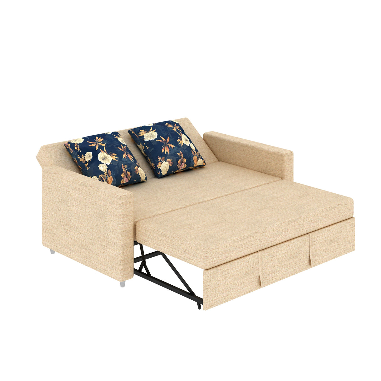 Victoria Fabric 3 Seater Pull Out Sofa Cum Bed(BEIGE) - 24 Months Warranty