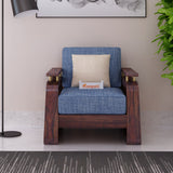 Edin Solid Sheesham Wood Single Seater Sofa With Cane & Brass Detailing - 3 Year Warranty (LUXE EDITION)