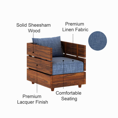 Cairo Solid Sheesham Wood Single Seater Sofa - 3 Year Warranty (LUXE EDITION)