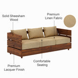 Cairo Solid Sheesham Wood 3 Seater Sofa - 3 Year Warranty (LUXE EDITION)