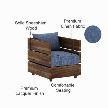 Cairo Solid Sheesham Wood Single Seater Sofa - 3 Year Warranty (LUXE EDITION)