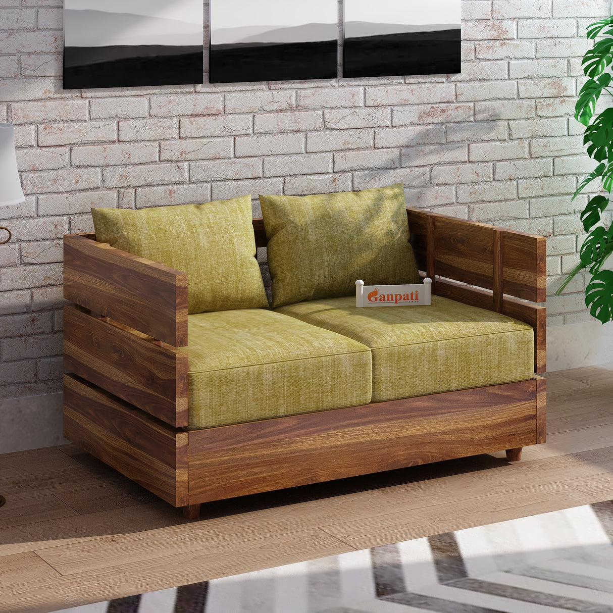 Cairo Solid Sheesham Wood 2 Seater Sofa - 3 Year Warranty (LUXE EDITION)