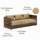Cairo Solid Sheesham Wood 3 Seater Sofa - 3 Year Warranty (LUXE EDITION)