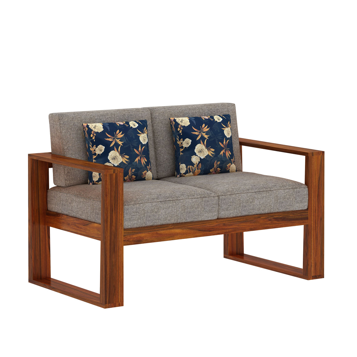 Euro Solid Sheesham Wood 2 Seater Sofa - 3 Years Warranty