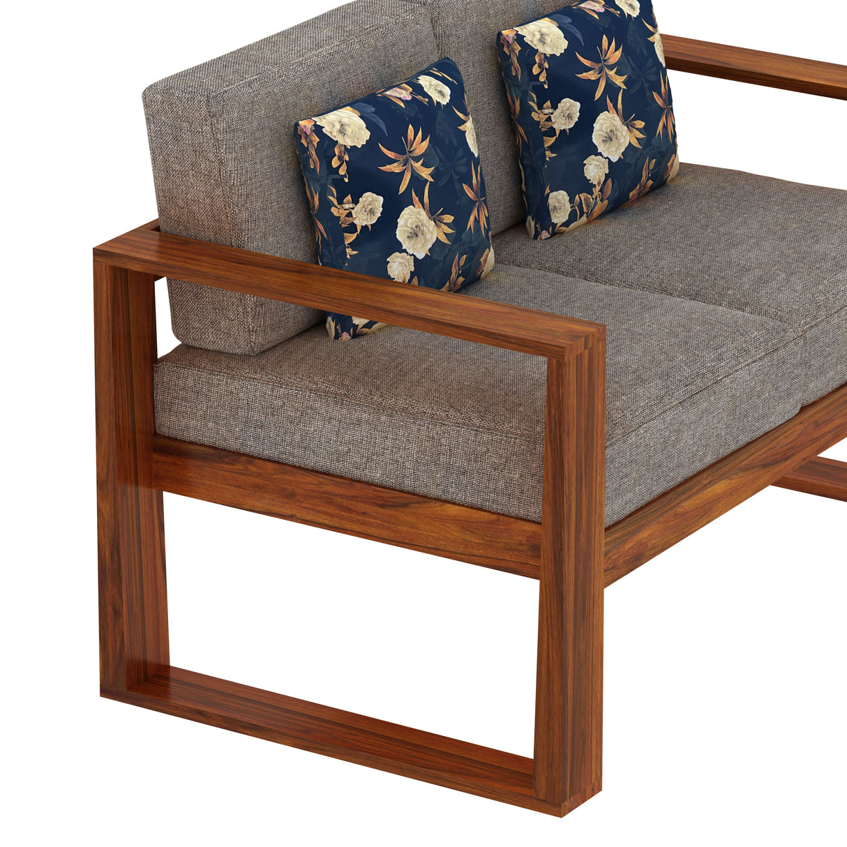 Euro Solid Sheesham Wood 2 Seater Sofa - 3 Years Warranty