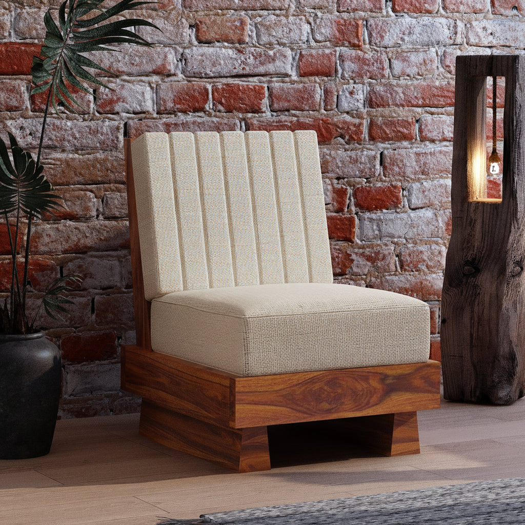 RONNY Solid Sheesham Wood Single Seater Sofa - 3 Year Warranty (LUXE EDITION)