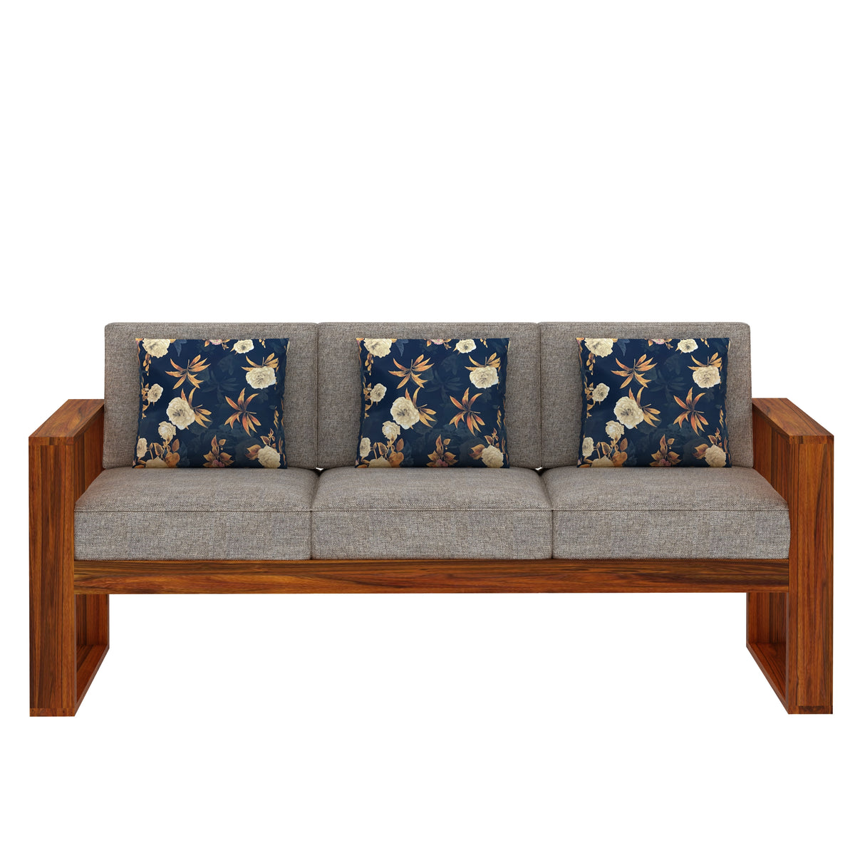 Euro Solid Sheesham Wood 3 Seater Sofa - 3 Years Warranty