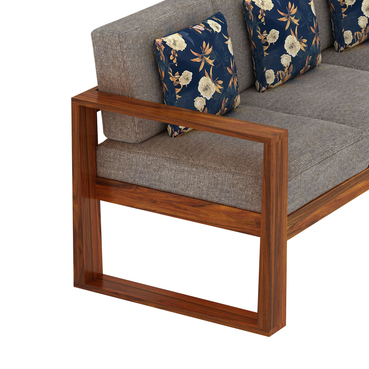 Euro Solid Sheesham Wood 3 Seater Sofa - 3 Years Warranty