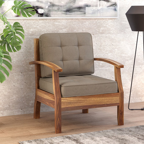 RAYON Solid Sheesham Wood Single Seater Sofa - 3 Year Warranty (LUXE EDITION)