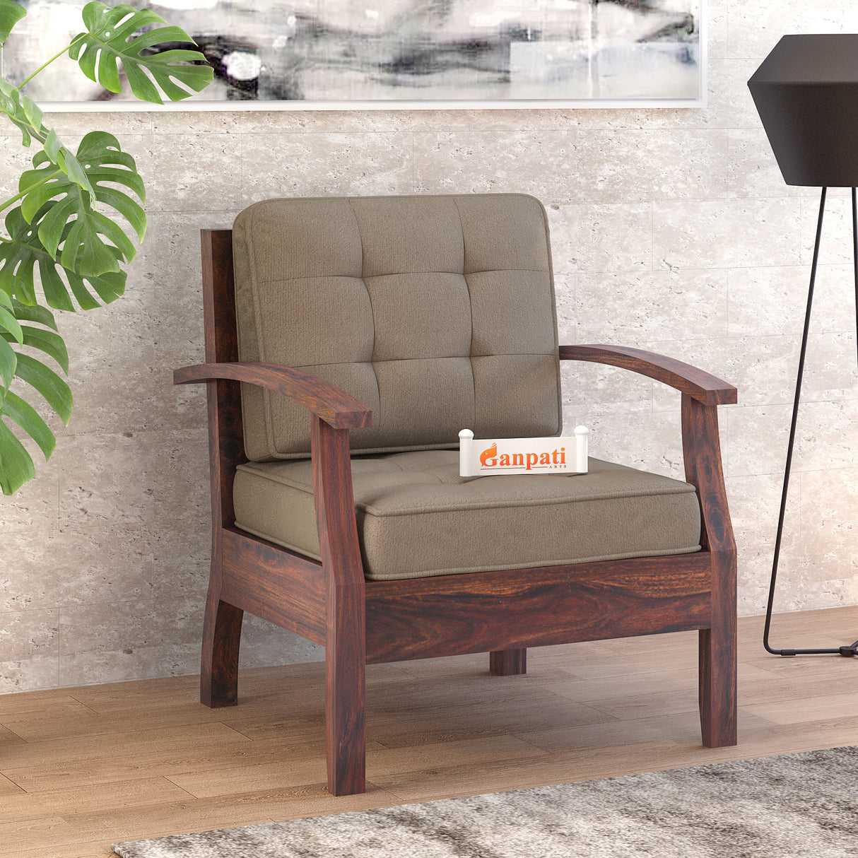 RAYON Solid Sheesham Wood Single Seater Sofa - 3 Year Warranty (LUXE EDITION)