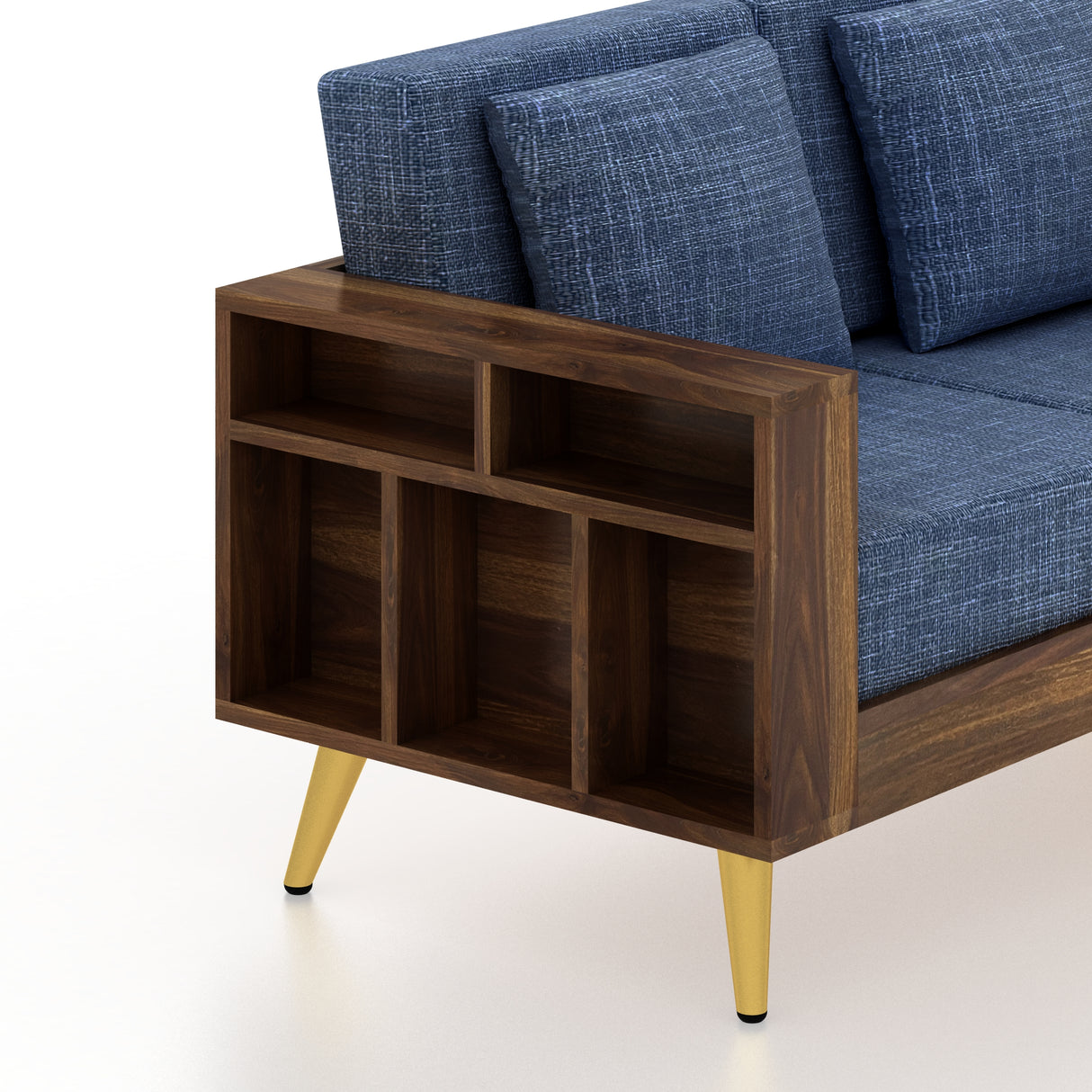 Bolt Solid Sheesham Wood 2 Seater Sofa With Side Storage - 3 Year Warranty (LUXE EDITION)